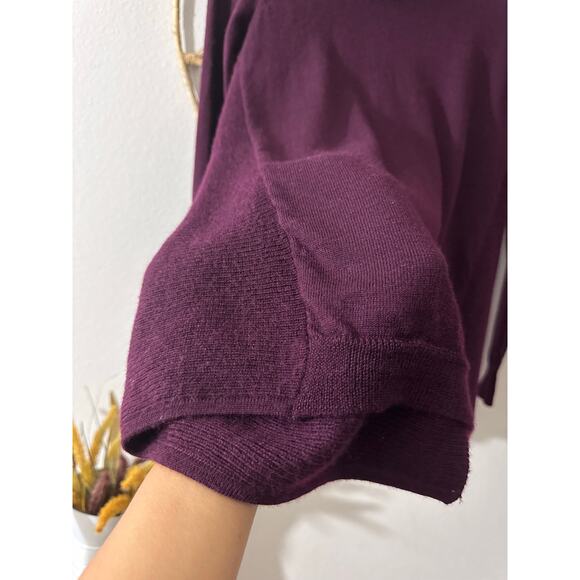 Ellen Tracy 100% Extra Fine Merino Wool Dark Purple Plum Sweater SMALL - Picture 6 of 8